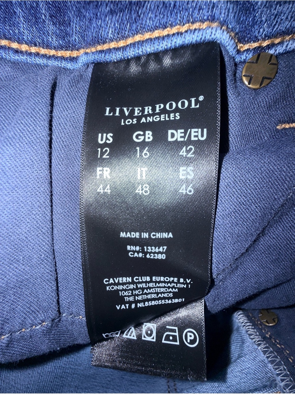 Liverpool woman’s high-rise Wide-Leg raw hem cropped Jeans in Dark‎ Blue 12/31 - Picture 11 of 16